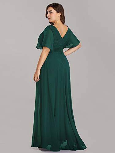 Ever-Pretty Women's Double V-Neck Empire Waist Wedding Guest Dress Plus Size Green Us16 #TOP1