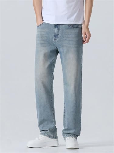 Men's Breathable Soft Casual Jeans Summer Ultra Thin Straight Loose Fit Business Fashion Denim Trousers3