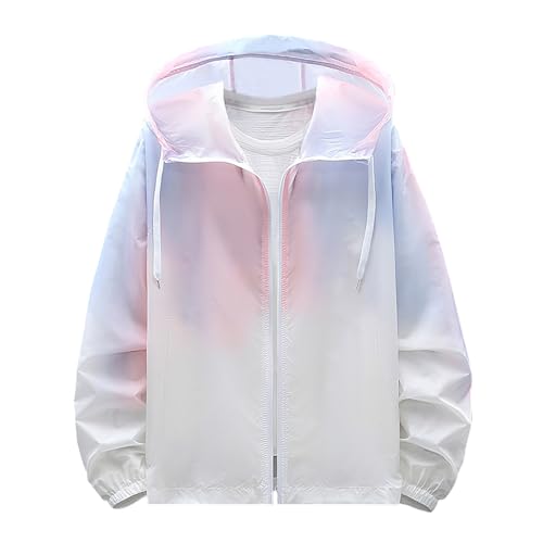 Lightweight Rain Jacket for Men Fashion Tie Dye Full Zip Fishing Shirts with Pockets Casual Hiking Coats