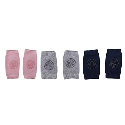 OVAQUIXI Rodilleras para Gatear para Bebés Algodón Transpirable 3 Pares para Protección De Rodillas para Bebés Gris Azul Rosa Unisex 6-24 Meses (rodilleras)