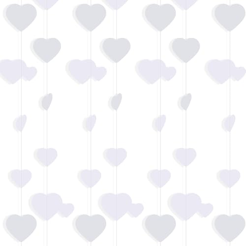 soitzhoc 52 Pieds Suspendu de Guirlande Mariage Blanc Coeur Decoration pour Mariage, Saint-Valentin, Fiançailles, Anniversaires, Fêtes de Jardin