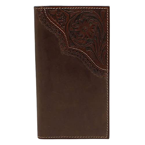 Nocona Men's Rodeo Bifold Wallet w/Floral Tooled Corner, Brown