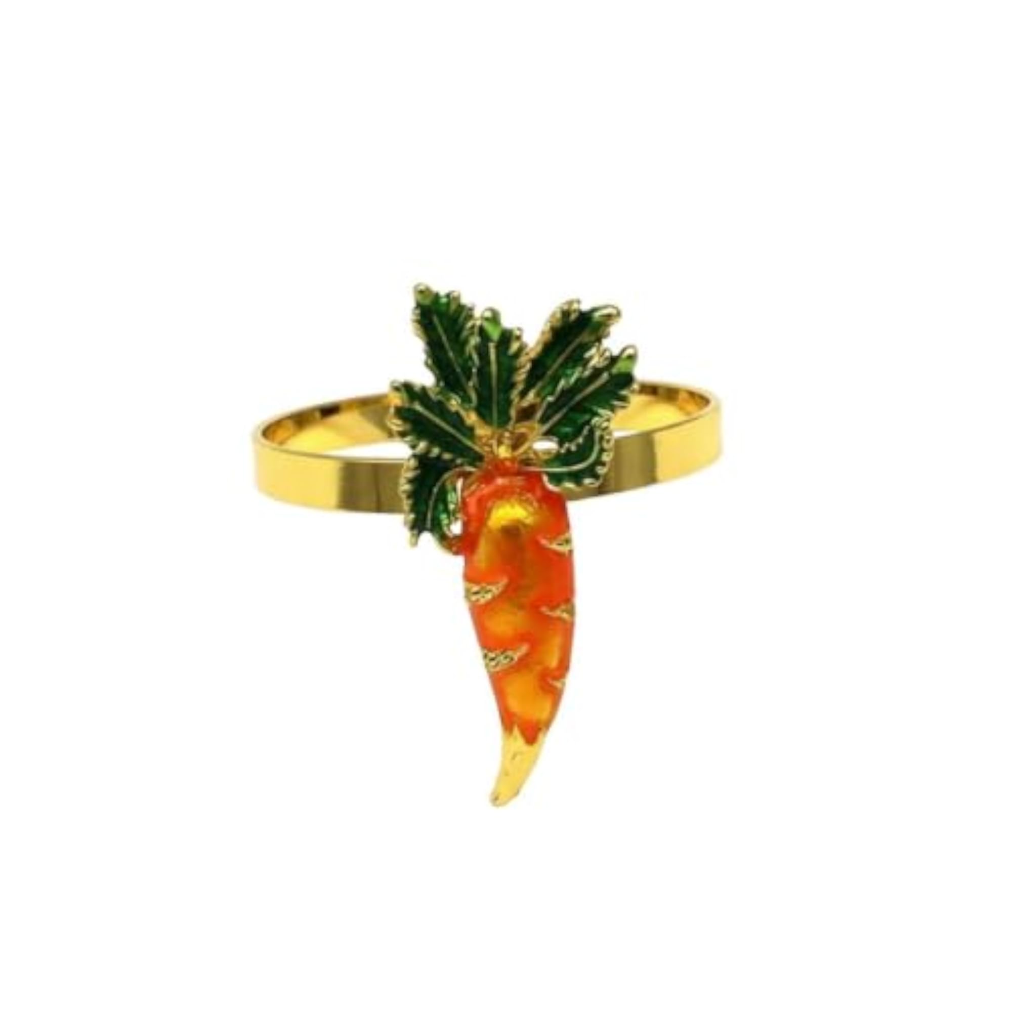 Easter Napkin Holder, Reusable Loop for Table Decoration, Gold Carrot