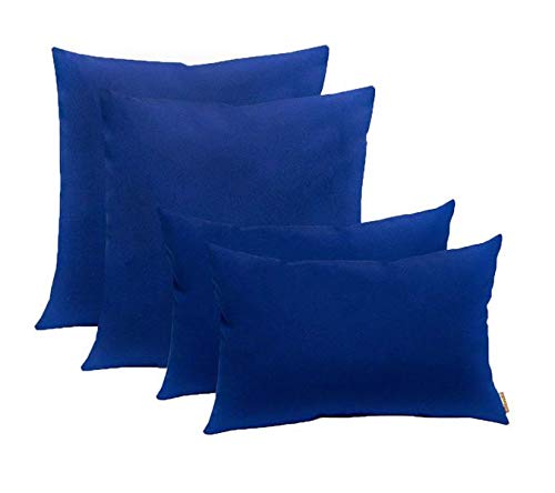 RSH Décor Indoor Outdoor Decorative Set of 4 Sunbrella Throw Toss Pillows, Choose Color & Size (Canvas True Blue, 20