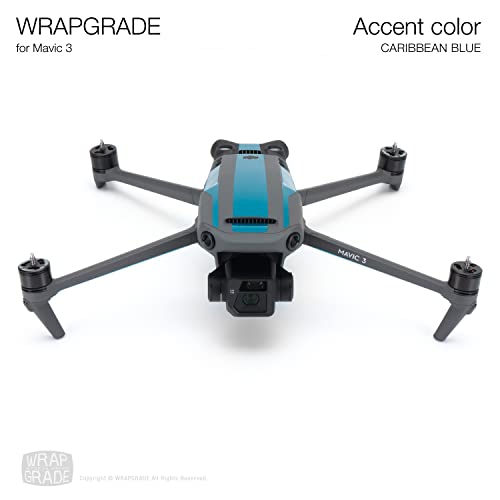 Image of WRAPGRADE Partial Skin Stickers for DJI Mavic 3 / Mavic 3 Classic Accent Color (CARIBBEAN BLUE)