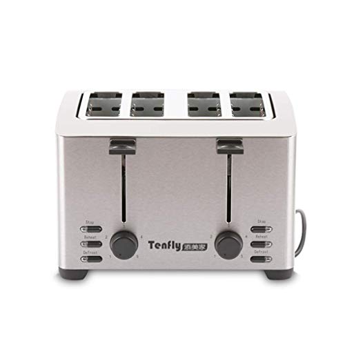 Multifunktionaler Brotbackautomat 4-Scheiben-Toaster, Edelstahl-4-Scheiben-Toaster mit extra Breiten Schlitzen