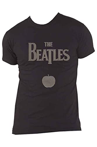 The Beatles T Shirt Hi-Build Drop T Logo And Apple Nouveau Officiel Unisexe Noir - Les Beatles, Paul McCartney, John Lennon, RIngo Starr, George Harrison The Beatles T Shirt Hi-Build Drop T Logo And Apple Nouveau Officiel Unisexe Noir – Image 5