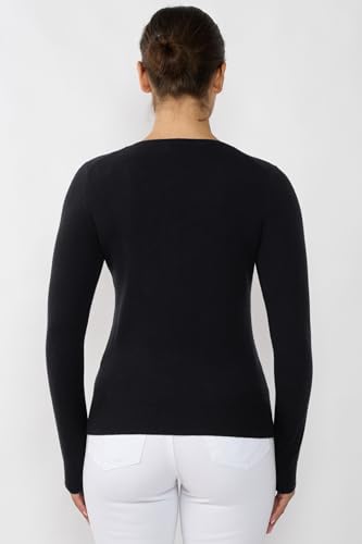 Image of JENNIE LIU Women's 100% Pure Cashmere Long Sleeve Pullover V Neck Sweater