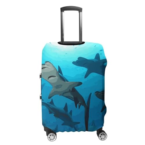 Hammerhead Sharks Printed Luggage Cover Protector, Fits 18-32 Inch Luggage4