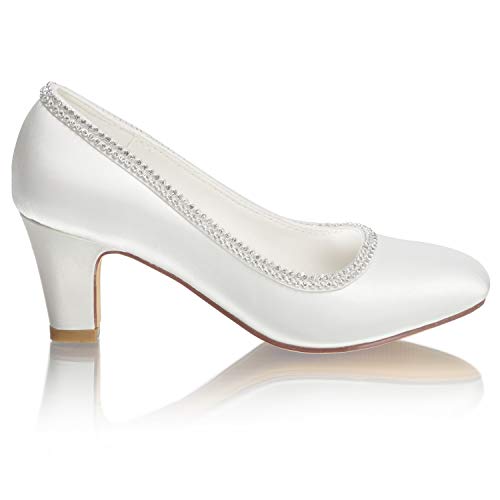 Emily Bridal Wedding Shoes Women's lace Satin Rhinestones3