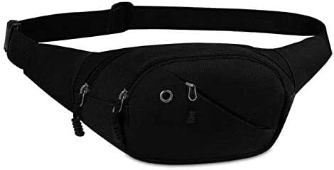 Lotisie Hüfttasche für Damen und Herren, wasserdicht, mit vielen Taschen, mit verstellbarem Gurt für Outdoor-Sport, Reisen, Laufen, Radfahren, Schwarz