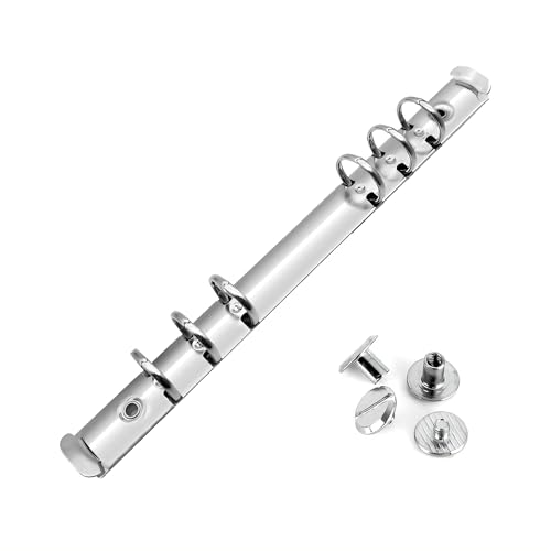 Virtarlux A5 多穴式リング バインダー金具 背なしタイプ 6穴【A5-6-20/20】20mm×225mm リング内径20mm 鉄ニッケル鍍金 シルバーシカゴスクリュ付き 手帳 製本 (A5-6穴)