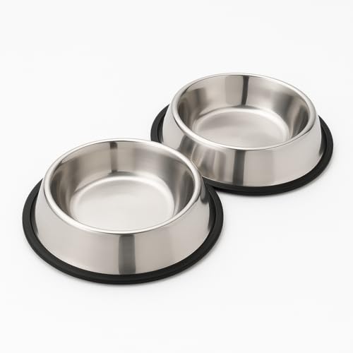 Set di 2 Ciotole per Cani in Acciaio Inox da 26 cm | Ciotole Antiscivolo, Resistenti e Facili da Pulire per Cibo e Acqua