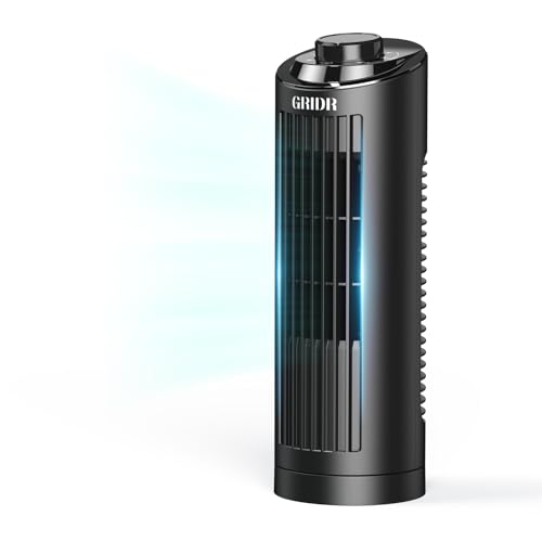 GRIDR Tower Fan for Bedroom (2025 New), Quiet Safe Bladeless with 3 Speeds, Portable Desk Fan with...
