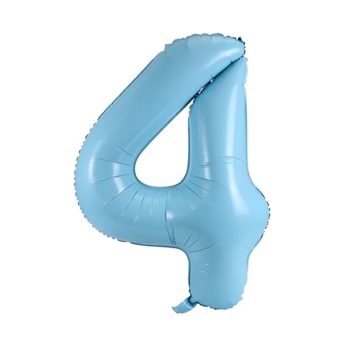Image of YPSelected 32 Inch Large Foil Helium Number Balloon Birthday Wedding Party 0-9 (Baby Blue, 4)