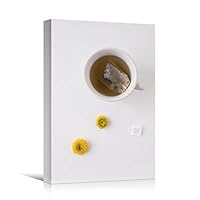 Canvas Wall Art Teacup Coffee Drinks Farmhouse/Country Kitchen Multicolor Photography Urban - 12x18 inches