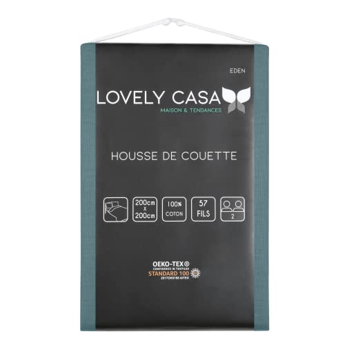STOF, Duvet Cover, 200 x 200 cm, 100% Oeko-Tex Certified Cotton, Eucalyptus Colour, Eden Model, Bed Linen for Home - Image 2