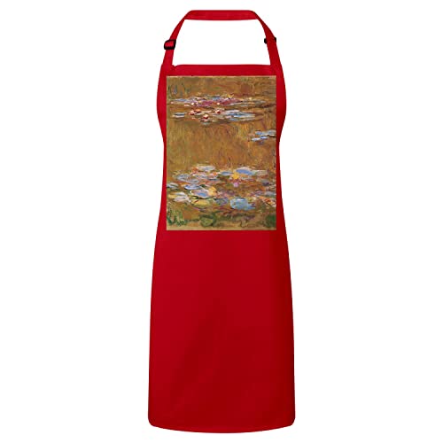 Tablier Cuisine Claude Monet Rouge Premium Nymphéas Peinture