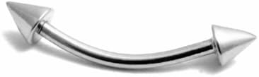 14k Gold Curved Spike Eyebrow Body Piercing Barbell - 16 Gauge (white-gold)