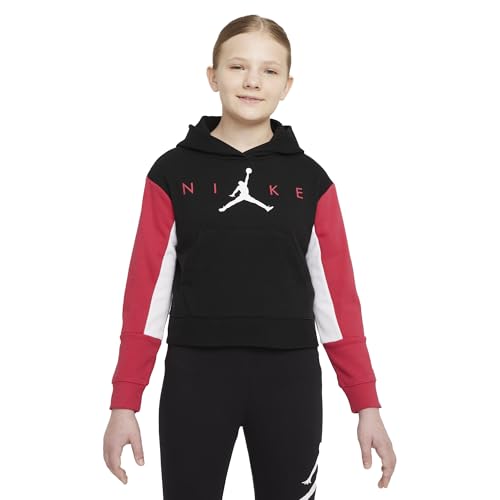 Jordan Girl's Jumpman By Nike Boxy Hoodie (Little Kids/Big Kids) Black LG (12-14 Big Kid)