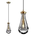 TACDANDM Raindrop Pendant Light, Brass Glass Pendant Lighting, Teardrops Modern Hanging Light for Entryway Foyer Stairway Kitchen Island Bedroom Dining Living Room Hallway