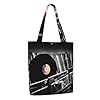 ANABPRMA Vinyl Records Canvas Tote Bag For Women – Reusable Shoulder Bag, Large Shopping Handbag With Button Closure #3