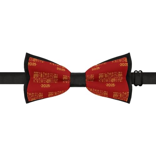 GoasNei Year Of The Snake 2025 Happy Chinese New Year 2025 Bow Tie for Men Adjustable Necktie Funny Tie Neck Ties for Weddings Party