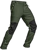 TSLA Herren Schnee Ski Snowboard Wasserdicht Softshell Cargo Pants Wandern Fleece Gef泥?tert Hose mit Verst梨?kten Knien, Ykb59 1pack - Olive, 42W / 32L