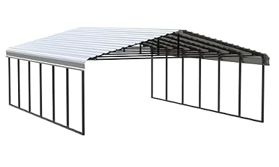 Arrow Carports Galvanized Steel Carport, Double Car Metal Carport Kit, 20' x 29' x 9', Eggshell