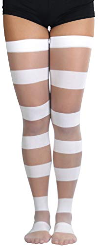 Image of ToBeInStyle Women's Vibrant Horizontal Wide Striped Thigh High Stockings
