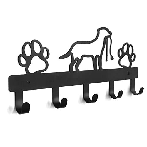 PET ARTIST Dog Leash Holder for Wall, Metal Dog Leash Hooks for Wall Decorative, Dog Leash Hanger Organizer Wall Mount with 5 Hooks, Dog Stuff Storage Organizer for Key Holder Dog Collar and Leash Set - Image 3