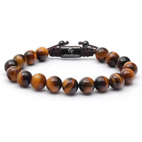 GT collection Men's Beaded Bracelet - Wearer with Name, Fame, Fortune, And Money – 100% Natural Wrapped - Beaded Bracelet for Men’s Bracelet (Brown Stone) Cover
