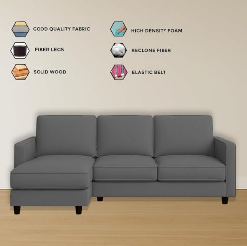Image of The MM Furniture store Premium Fabric Sofa - Ash (4 Seater - LHS)