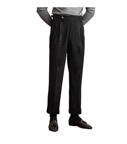 Men's High Waisted Tweed Dress Pants, Pleated Front Vintage Wool Trousers, Expandable Waistband Dress Pant, Ben Davis Pants