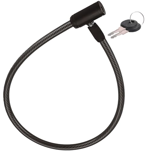 Candado para patinete electrico reforzado de Cable 60 cm de Acero Resistente con Sistema de Cierre de Llave Seguridad Avanzada Duradero y Facil de Usar Protección Antirrobo Efectiva (Negro)