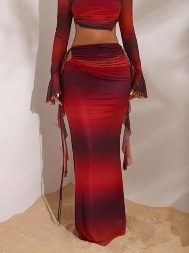 Women's 2025 Casual Maxi Long Skirts Knit Low Waist Skirt4