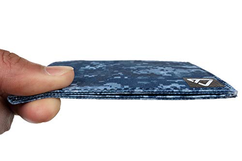 TechLead Ultra Slim Wallet (thin, minimalist, urban camouflage, modern travel design for men and women) (Digital Blue)2