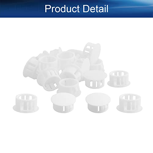 Image of Heyiarbeit 50pcs Hole Plugs 5 /8 inch / 16mm Nylon Plastic Round Snap in Type Locking Hole Tube Furniture Fencing Post Pipe Insert End Caps White Tone