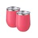 Maars Bev Steel Stemless Wine Tumbler, 12 oz | Double Wall Vacuum Insulation | 2 Pack - Coral
