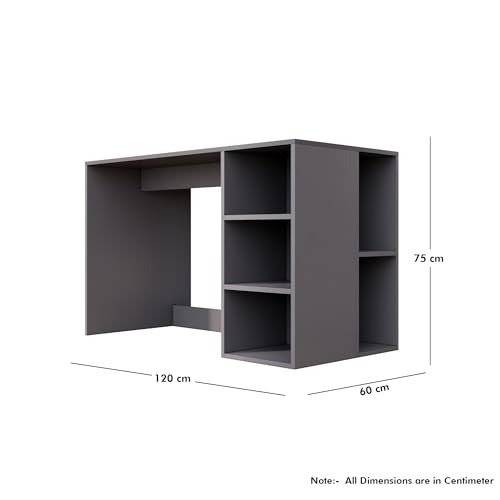 Image of Bniture Wooden Study Table for Home with Bottom Storage | Engineered Wood Study Table with Book Shelf | Multi Purpose Computer Desk for Writing | Laptop Table for Office & Home | Slate Grey