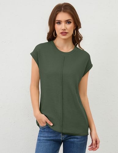 Neweek Womens Summer Cap Sleeve Tops Casual Crew Neck Sleeveless Knit Sweater Vest Loose Fit Lightweight Pullover Tank Tops4