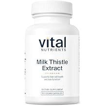 Vital Nutrients Milk Thistle Extract 250mg - Vegan Milk Thistle Supplement for Liver Function & Detox - Antioxidant Support for Glutathione Production - Gluten, Dairy, Soy Free - Non-GMO - 60 Capsules
