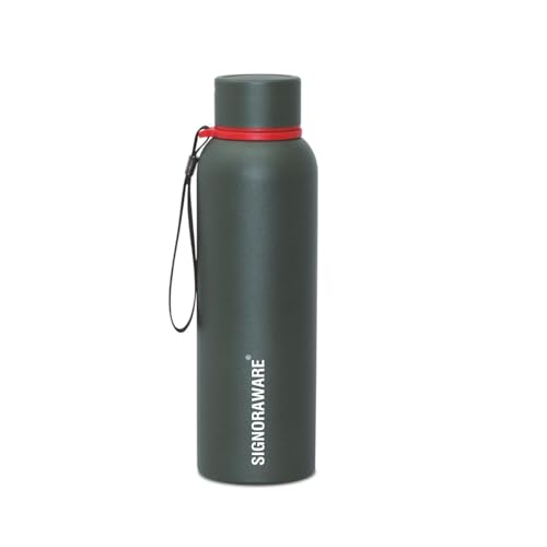 Image of SignoraWare Parkour Vacuum ISI Certified Stainless Steel Bottle With Hanging Strip | Airtight & Leakproof | Easy To Clean | Lightweight | Ideal for School, Office, Gym Or Outdoors (700ml | Green)