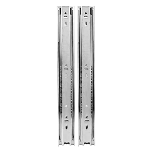 ANKROYU Guías para cajones de 14 pulgadas de alta resistencia, riel deslizante con rodamiento de bolas de 3 secciones, guías telescópicas para cajones para gabinetes de cocina, mue (Blanca)
