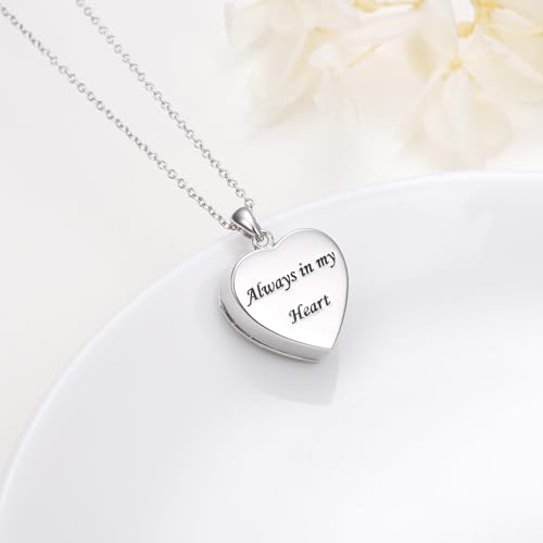 Yearace Urn Necklace for Ashes Sterling Silver Filigree Locket Necklace that Holds Pictures Heart Keepsake Memorial Necklace Cremation Jewelry for Ashes for Women Men3