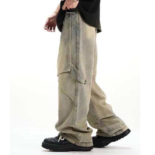 Men's Y2k Vintage Gradient Denim Pants Straight Leg Mid Rise Washed Oversized Pants4