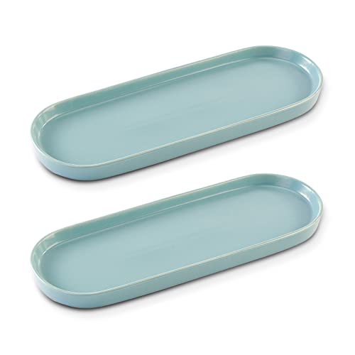 Bandeja de cerámica para fregadero, bandeja para encimera de baño, bandeja de bañera, plato de cosméticos, bandeja de velas, bandeja de jabón líquido, champú y perfume, diseño de estilo simple, apto