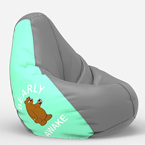 Image of ComfyBean Bag with Beans Filled 4XL- Official: Jack & Mayers Bean Bags - for Adults - Max User Height : 5.5-6 Ft.-Weight : 70-99 Kgs(Model: Bearly Awake - Light Grey Peach)