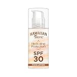 Hawaiian Tropic Hydrating Protection Face Sunscreen SPF 30 UVA plus UVB Protection, 50 ml, 12-Hour Moisturisation, Make Up Compatible, Water Resistant, Vegan