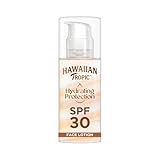 Hawaiian Tropic Hydrating Protection Face Sunscreen SPF 30 UVA plus UVB Protection, 50 ml, 12-Hour Moisturisation, Make Up Compatible, Water Resistant, Vegan